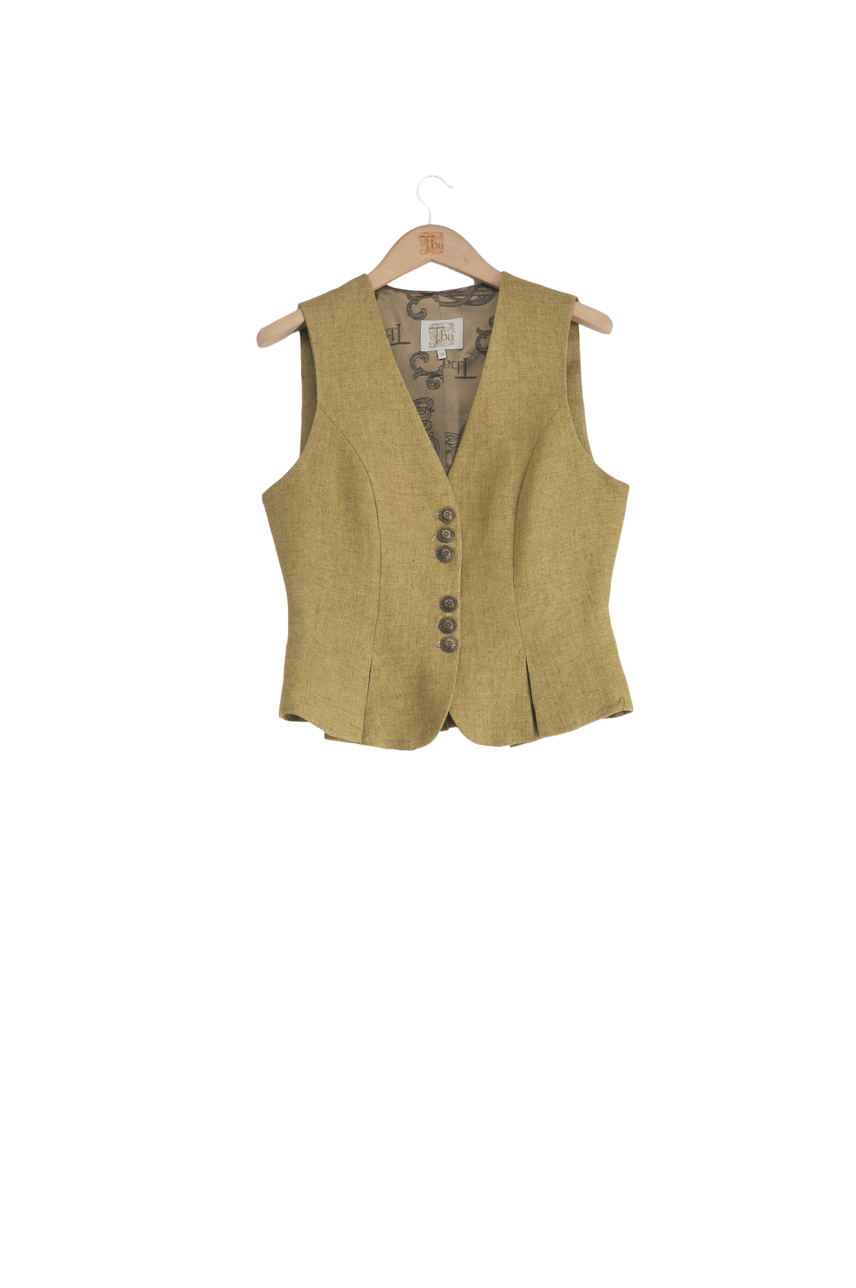 Linen Pleats Vest - Sand