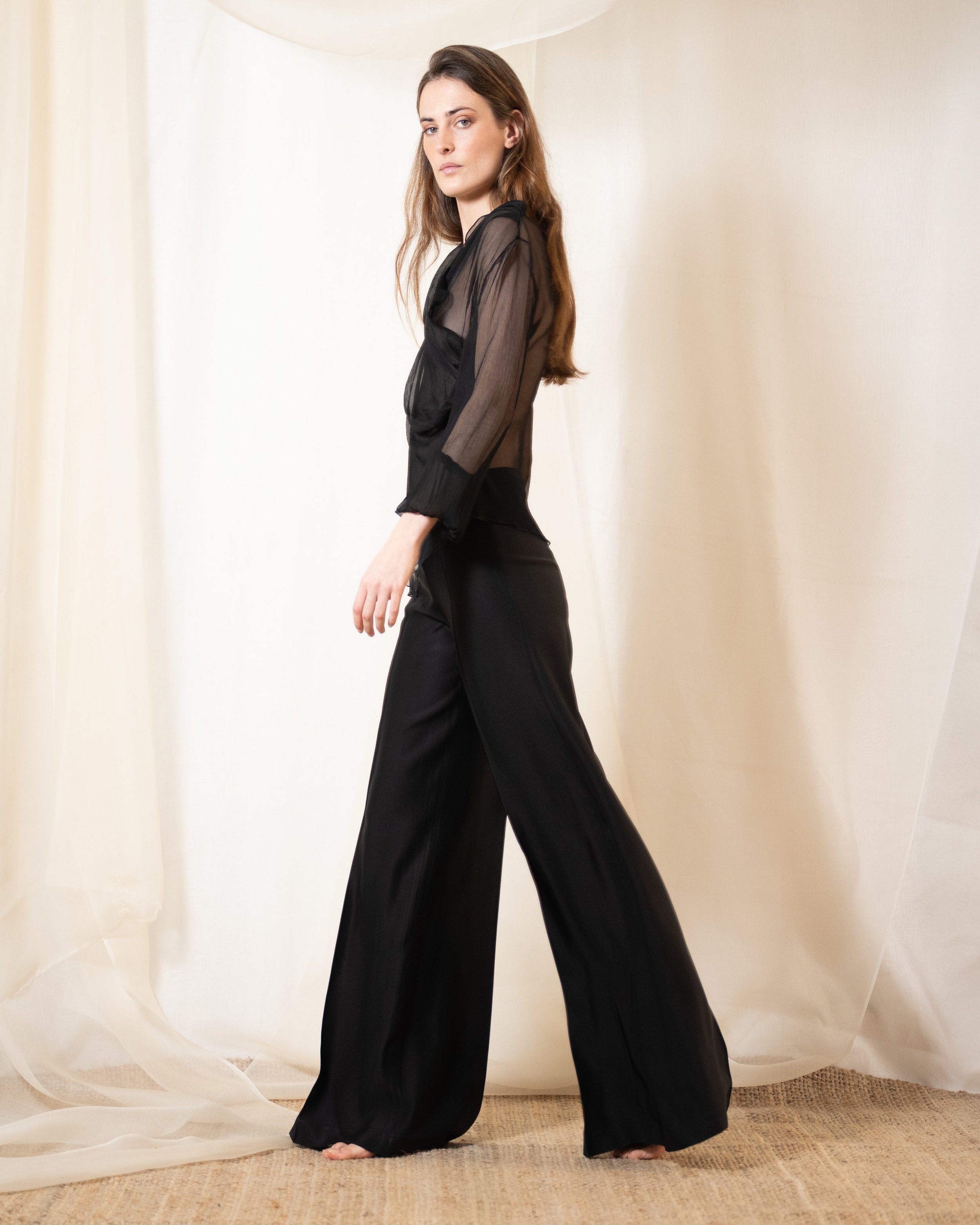 Blusa Toscana de gasa - Negra