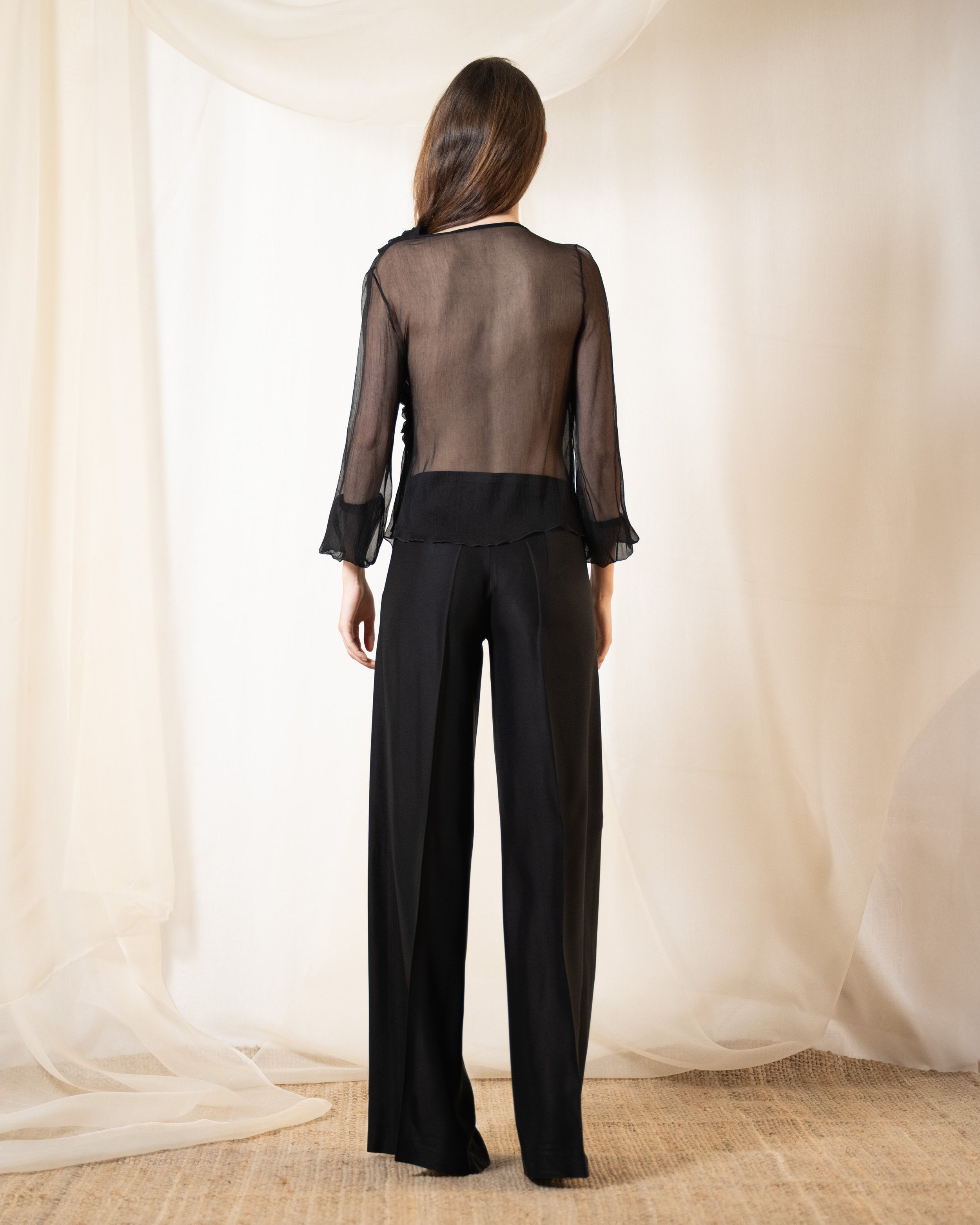 Blusa Toscana de gasa - Negra