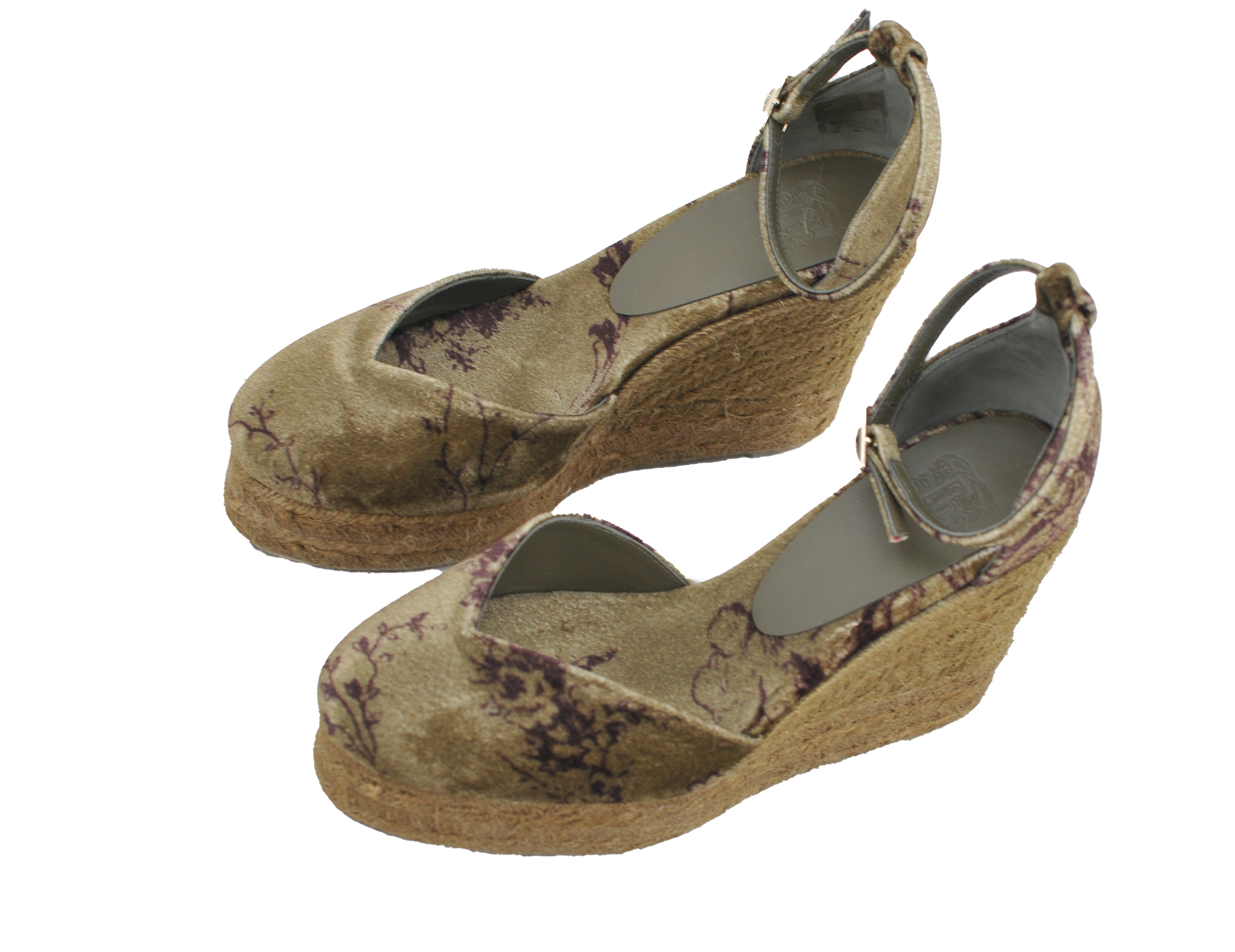 Chiara Espardilles in Silk Velvet - Print Mocca