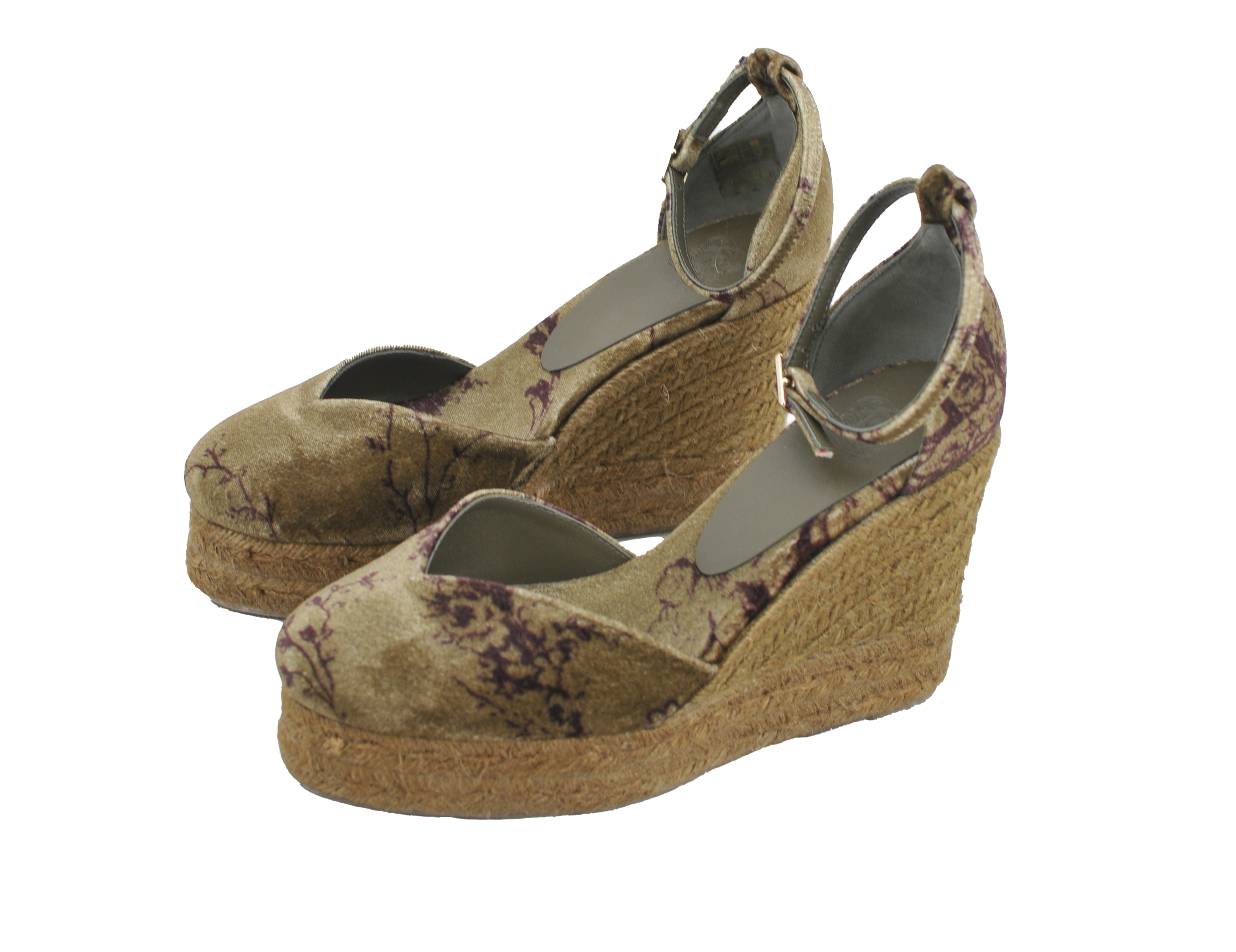 Chiara Espardilles in Silk Velvet - Print Mocca