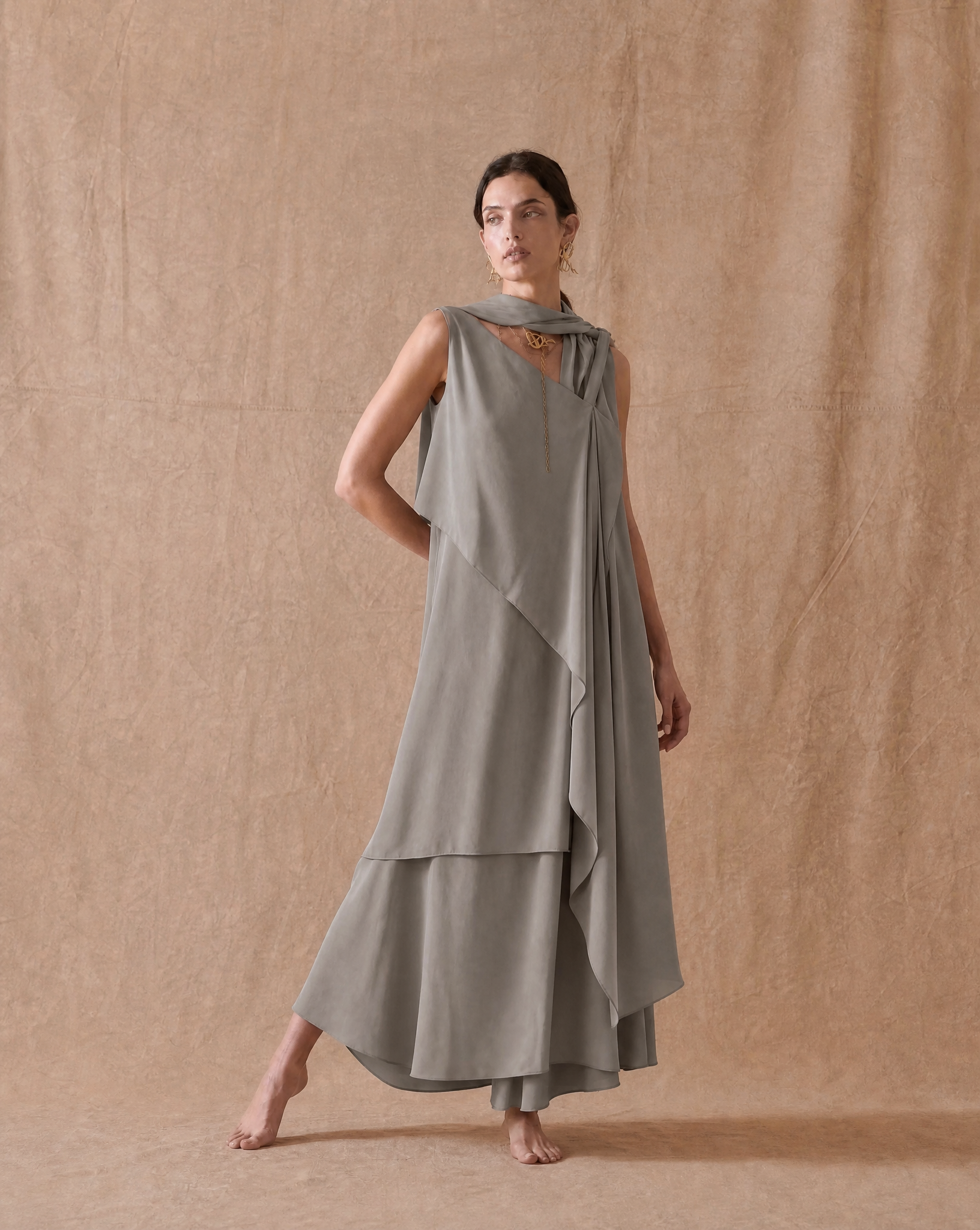 Cupro Lia Dress - Green Leaf