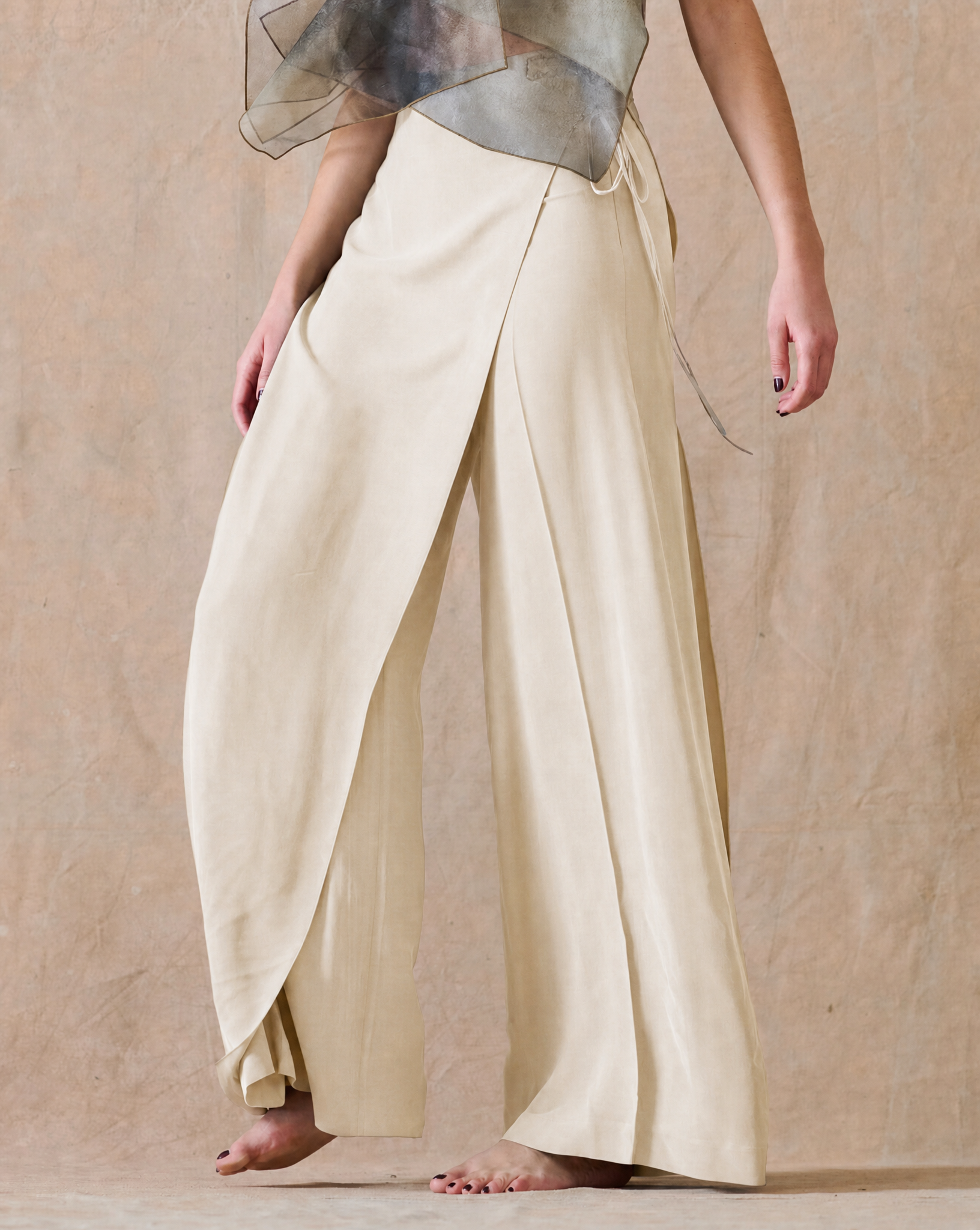 Pantalón Maxi Salma en Cupro - Vainilla
