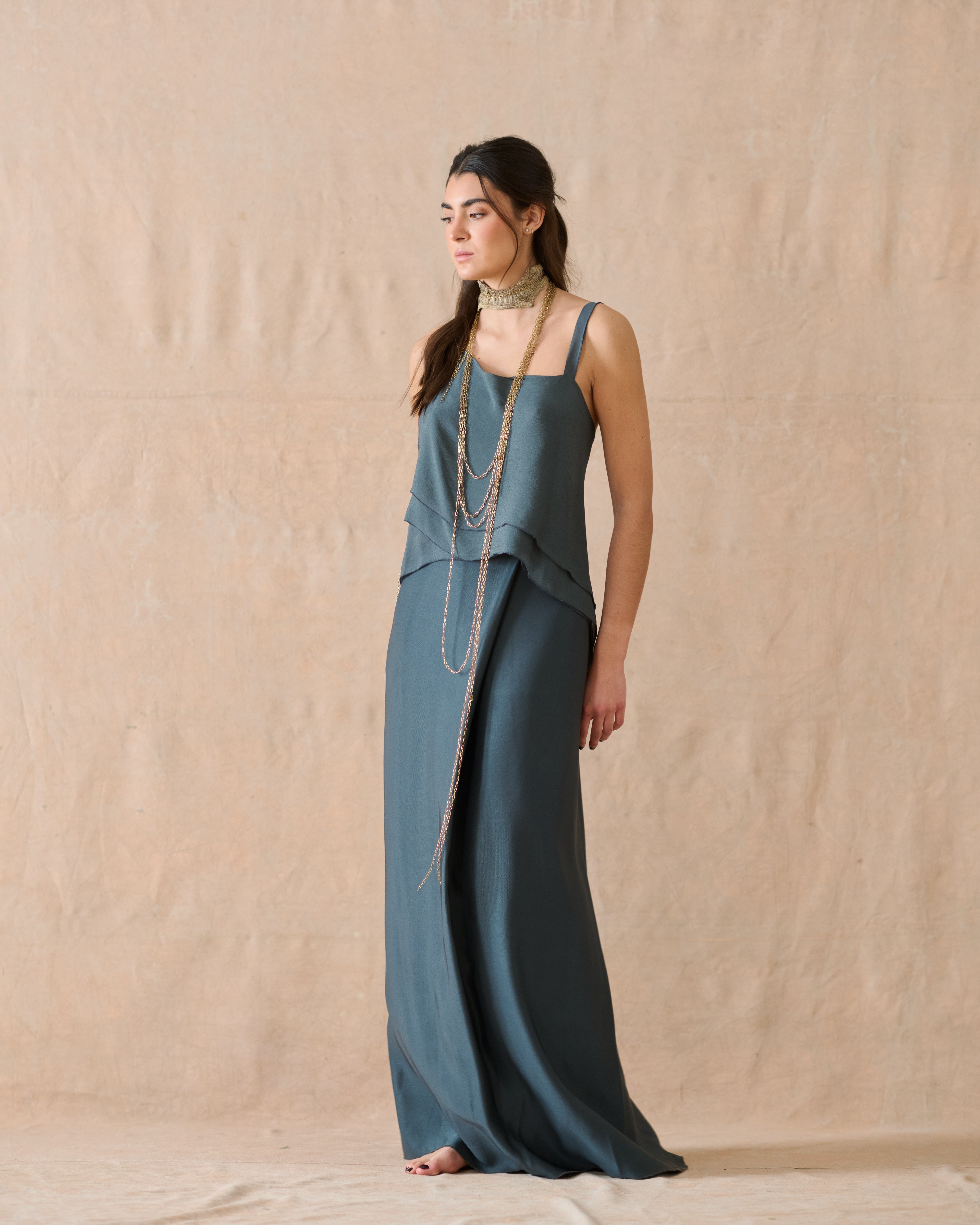 Falda Sharkskin Noor - Slate