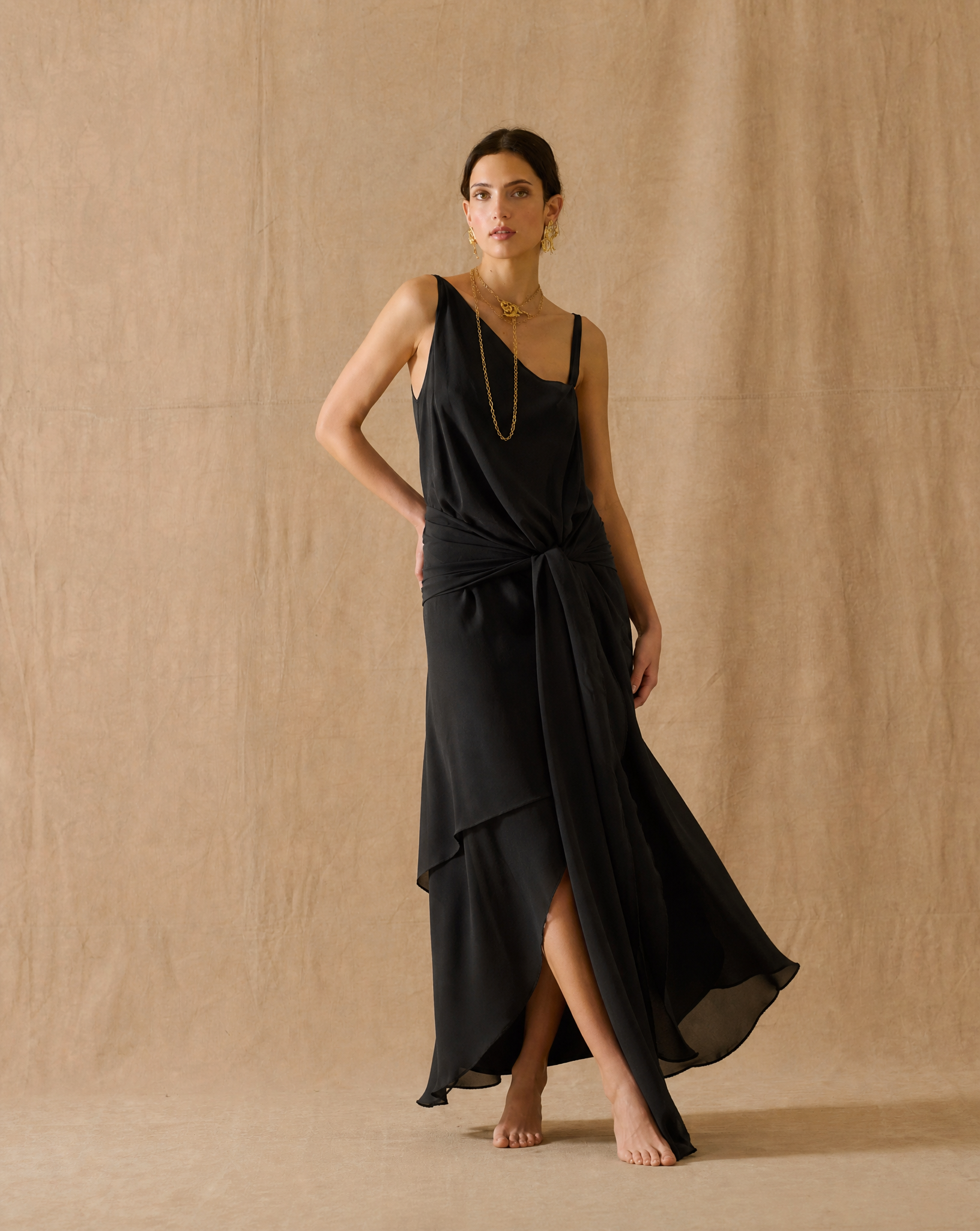 Fine Crepe Lia Dress - Black