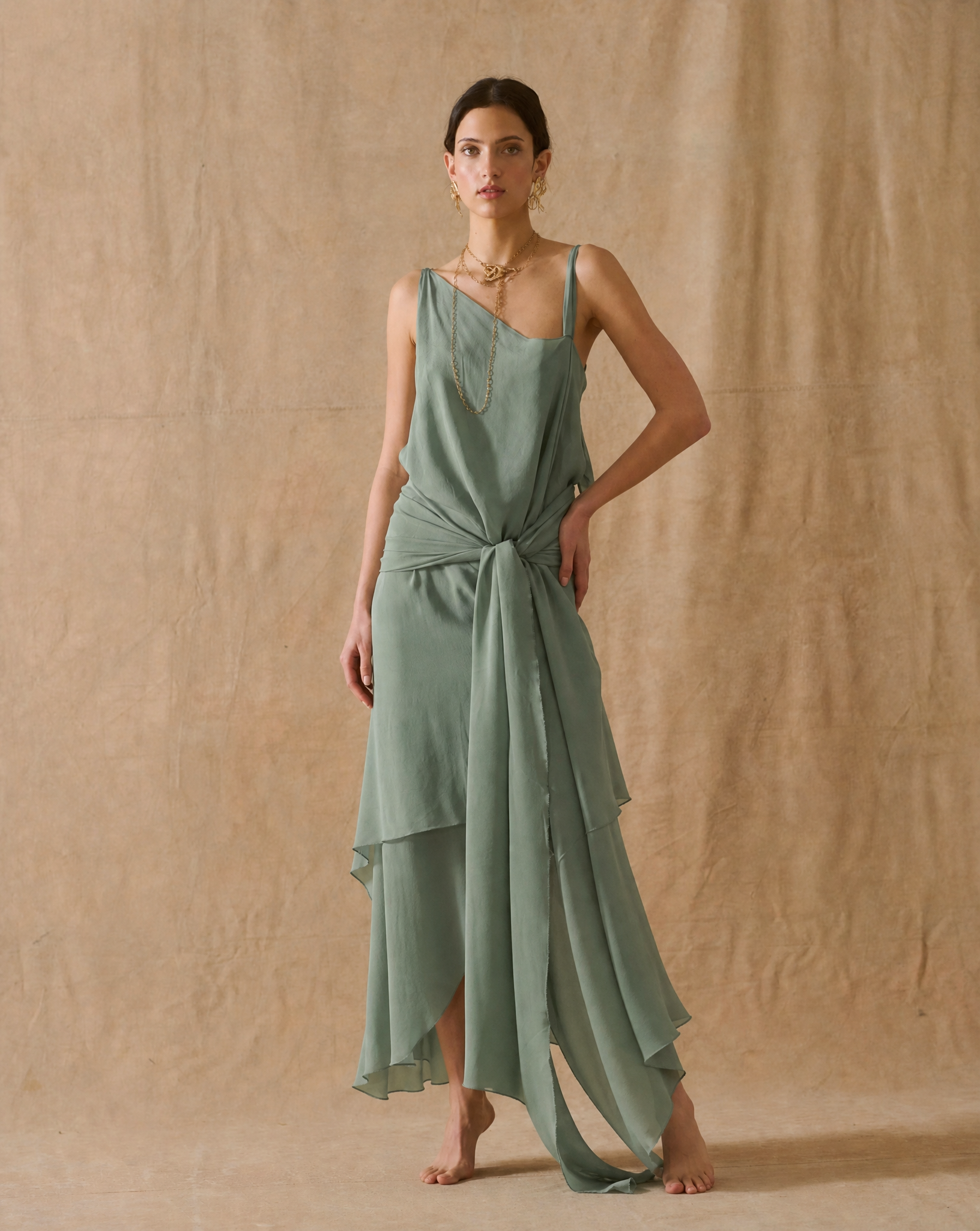 Fine Crepe Lia Dress - Teal