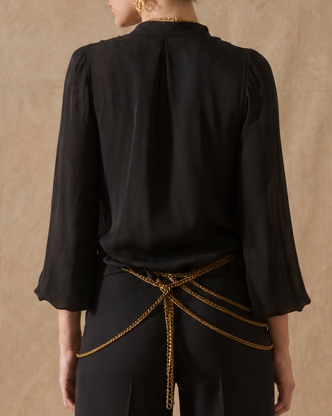 Blusa Toscana en Crespón - Negro