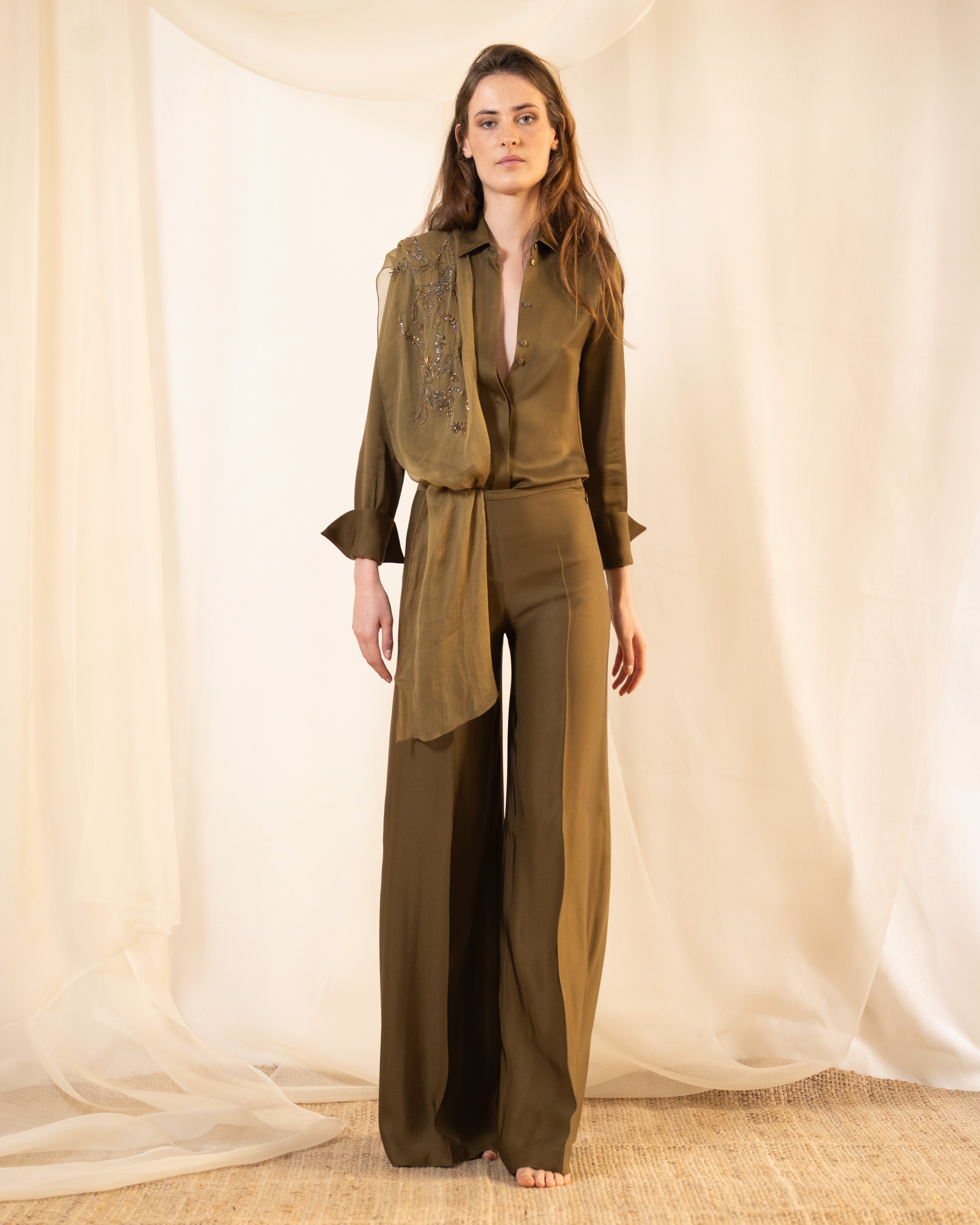 Sharkskin Maxi Pants