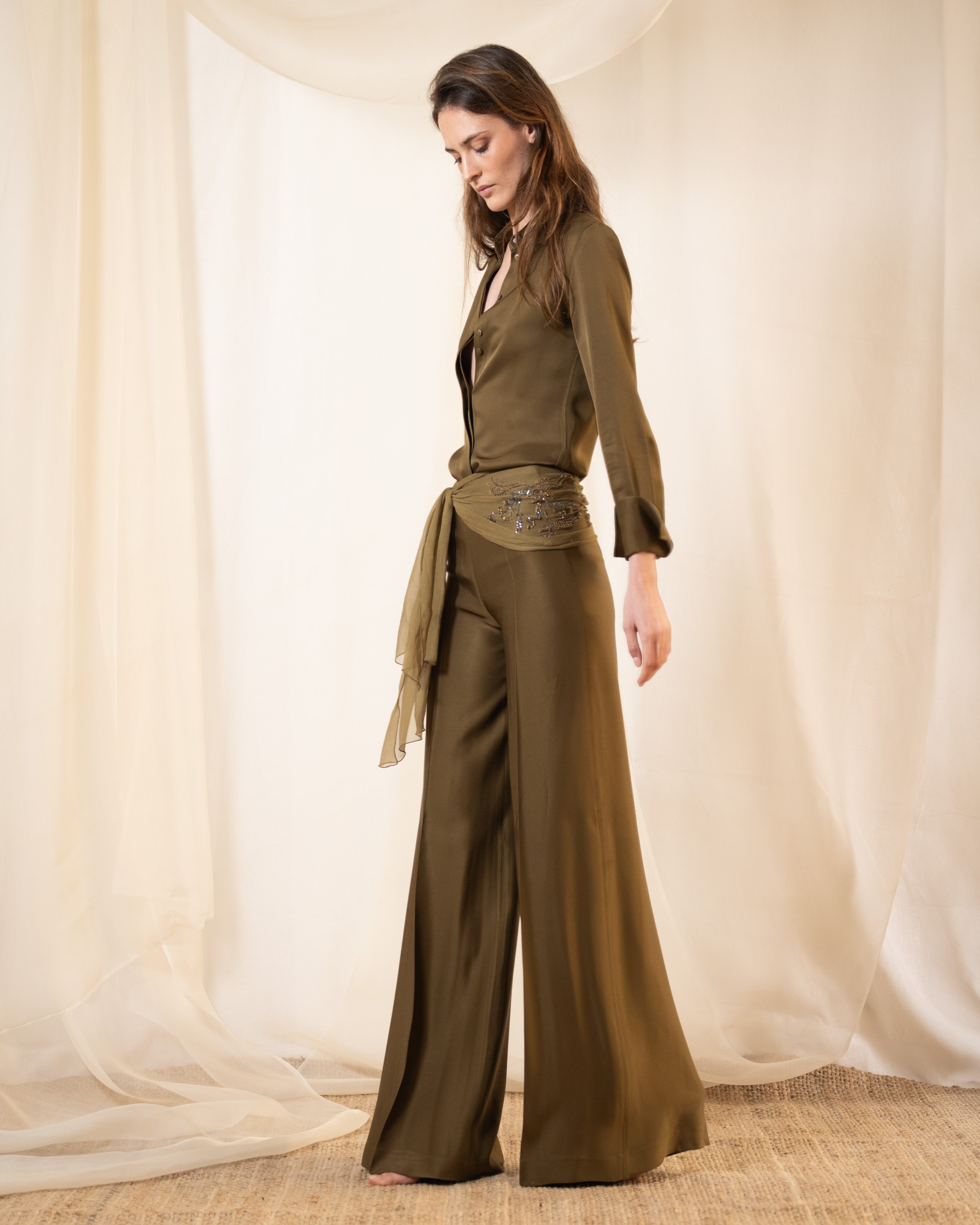 Sharkskin Maxi Pants