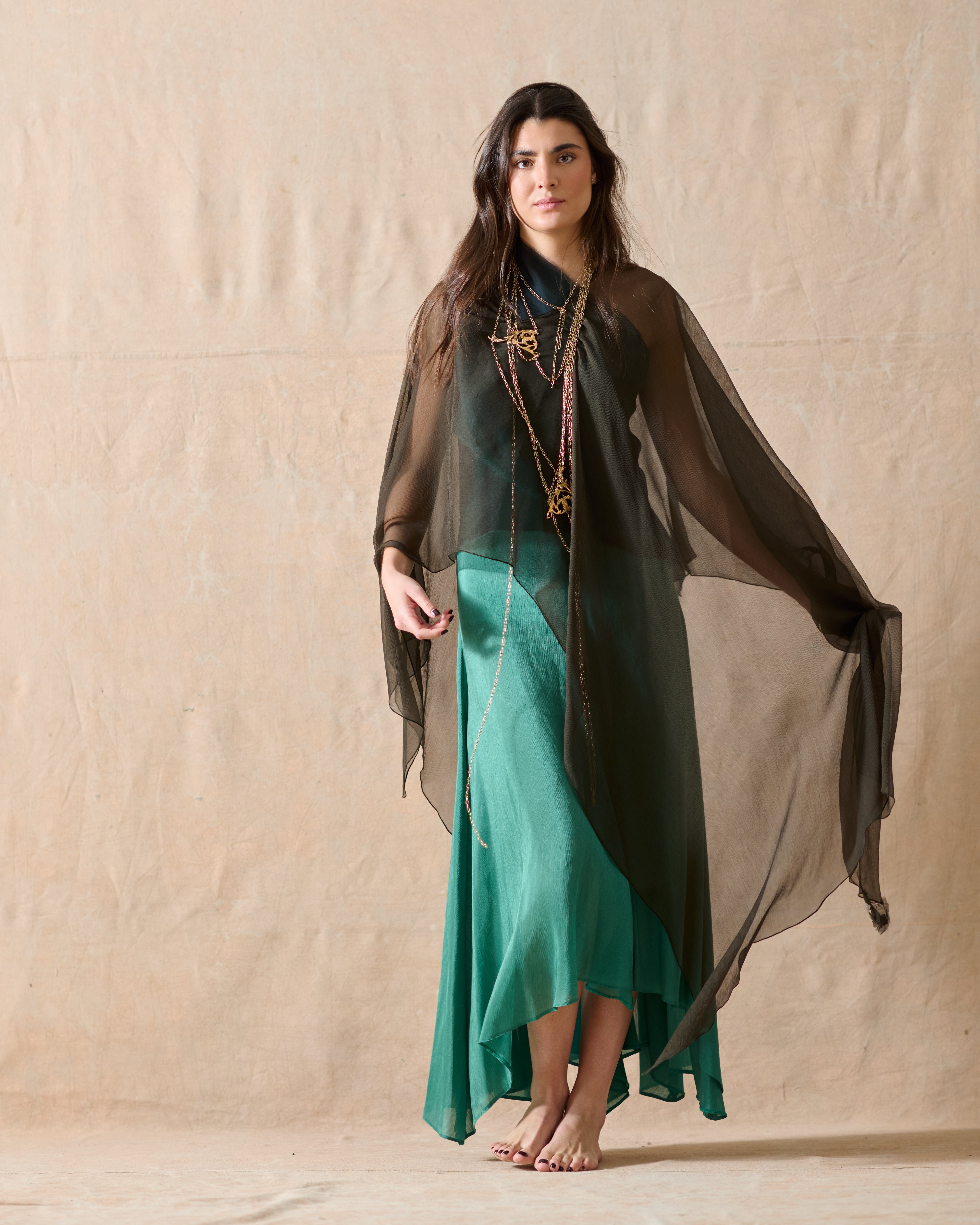 Chiffon T.ba Shawl - Hunting Green