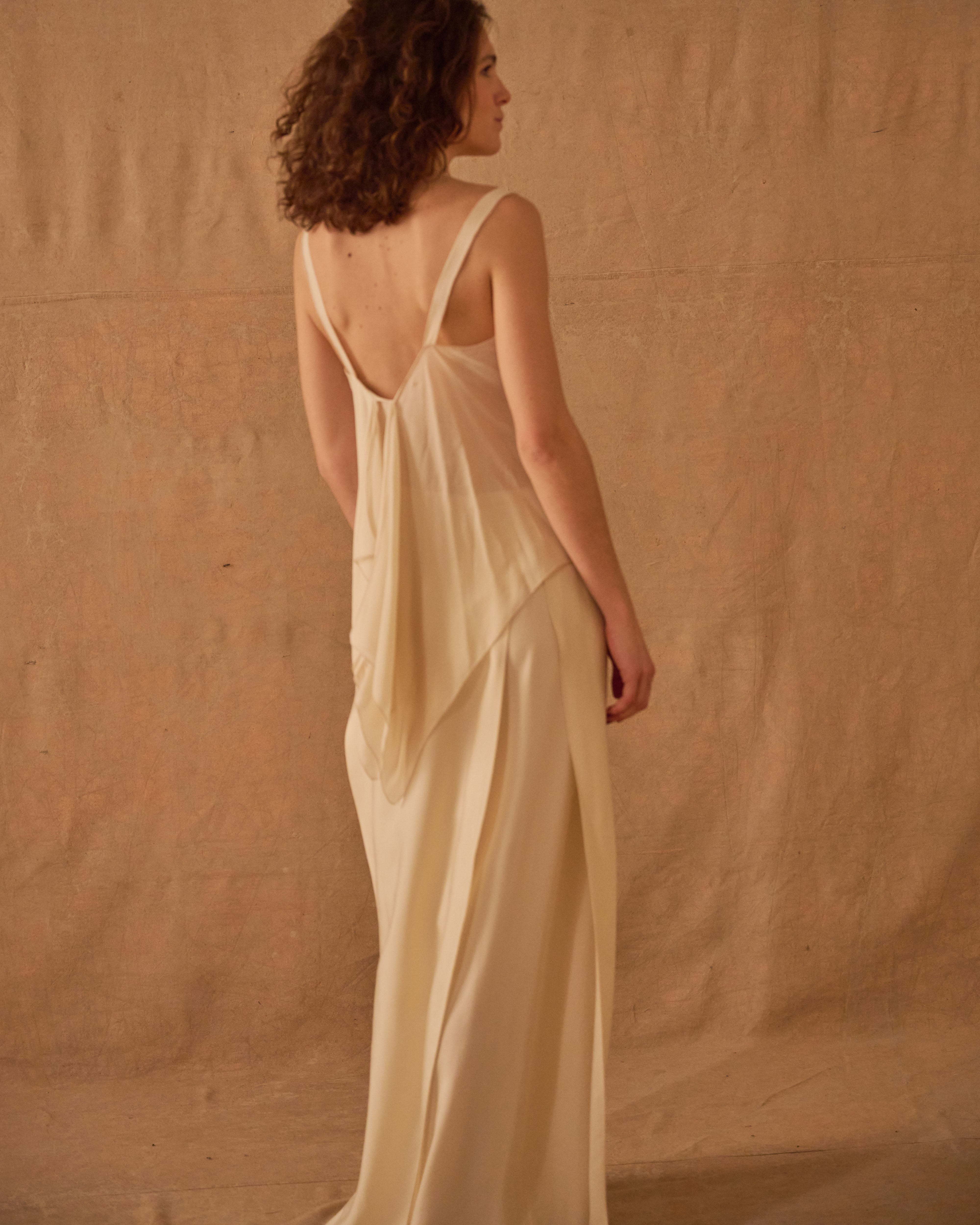 Pantalón Maxi Salma en Cupro - Vainilla