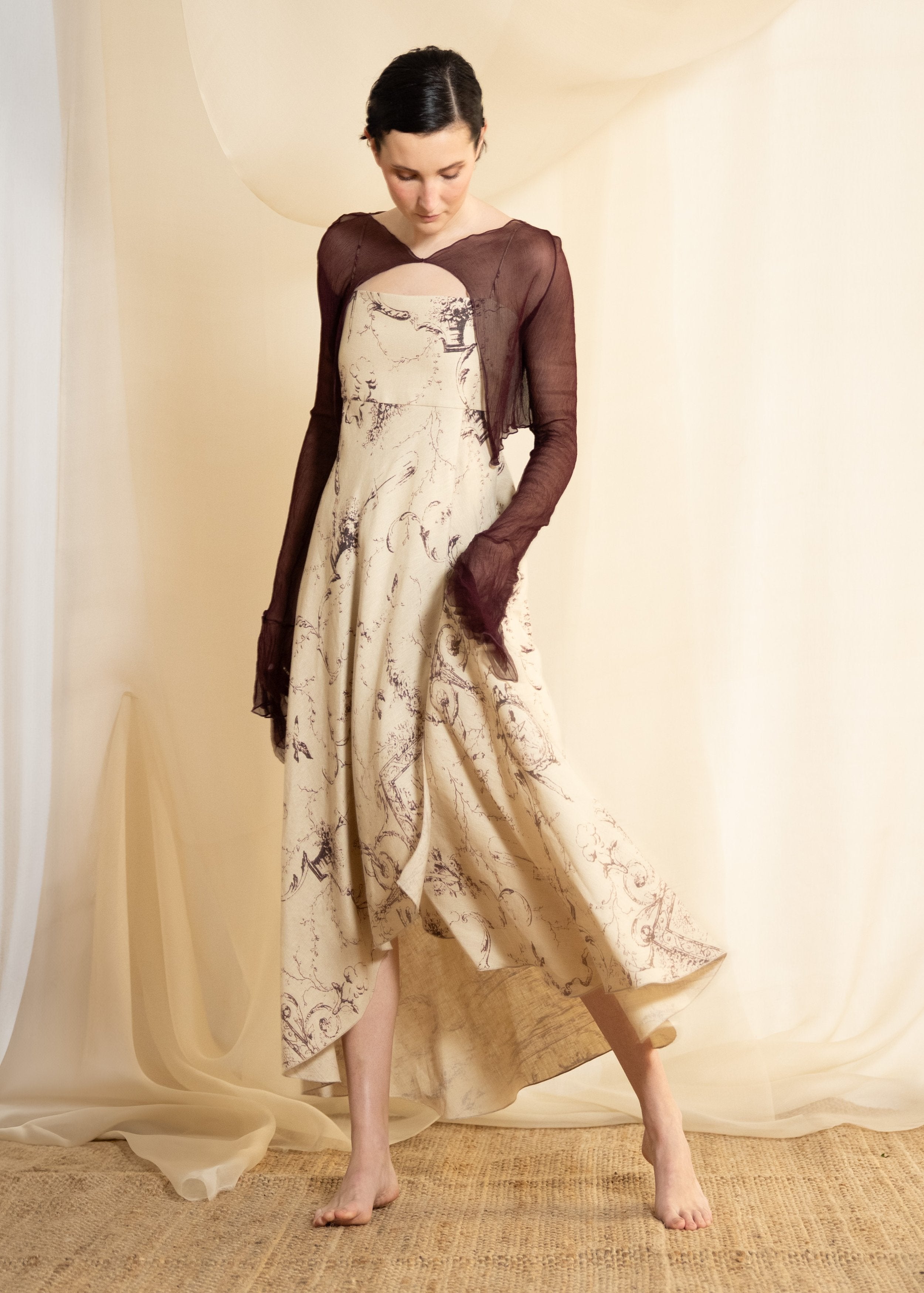 Linen Pen Dress - Aubergine