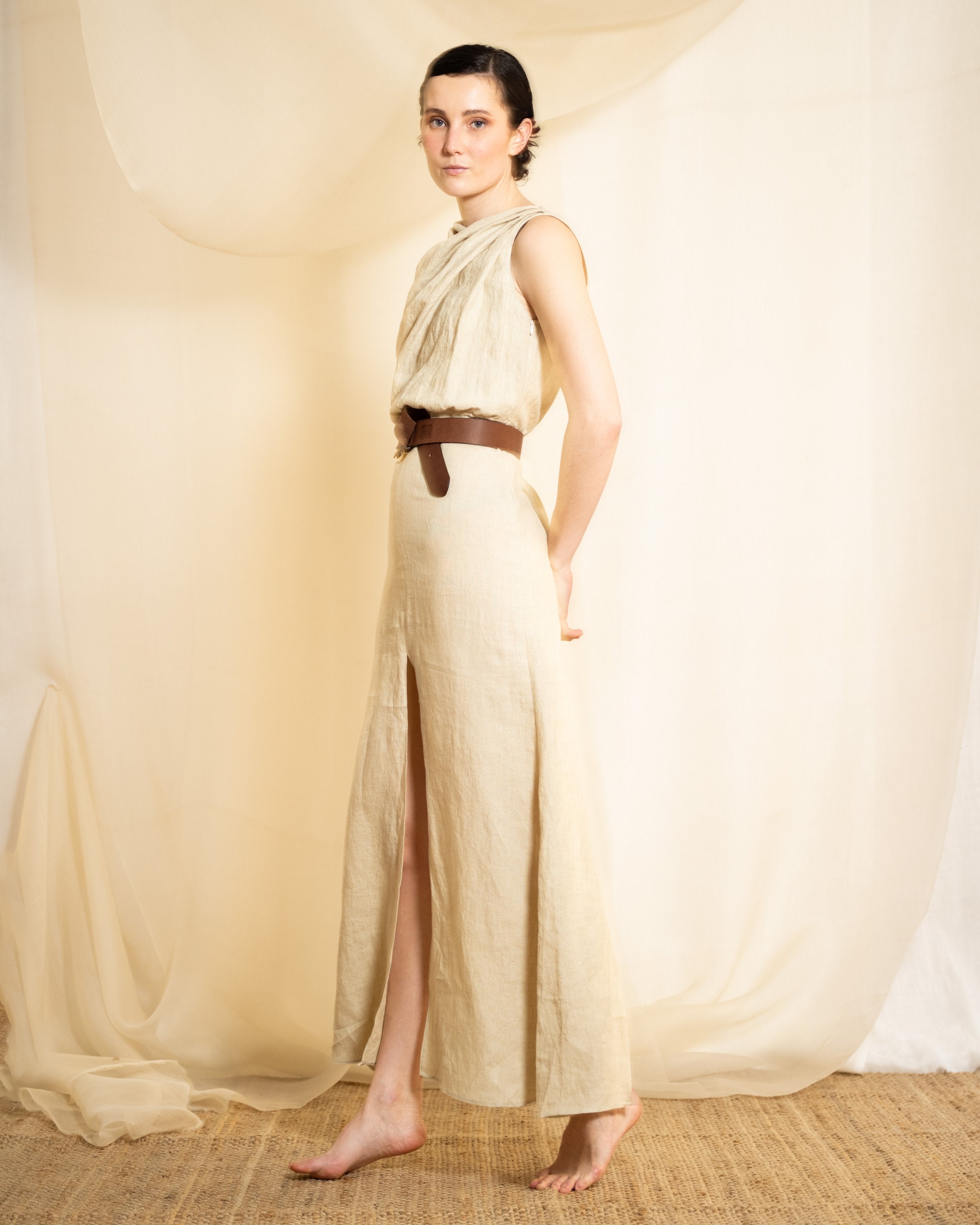 Linen Toscana Dress - Stone