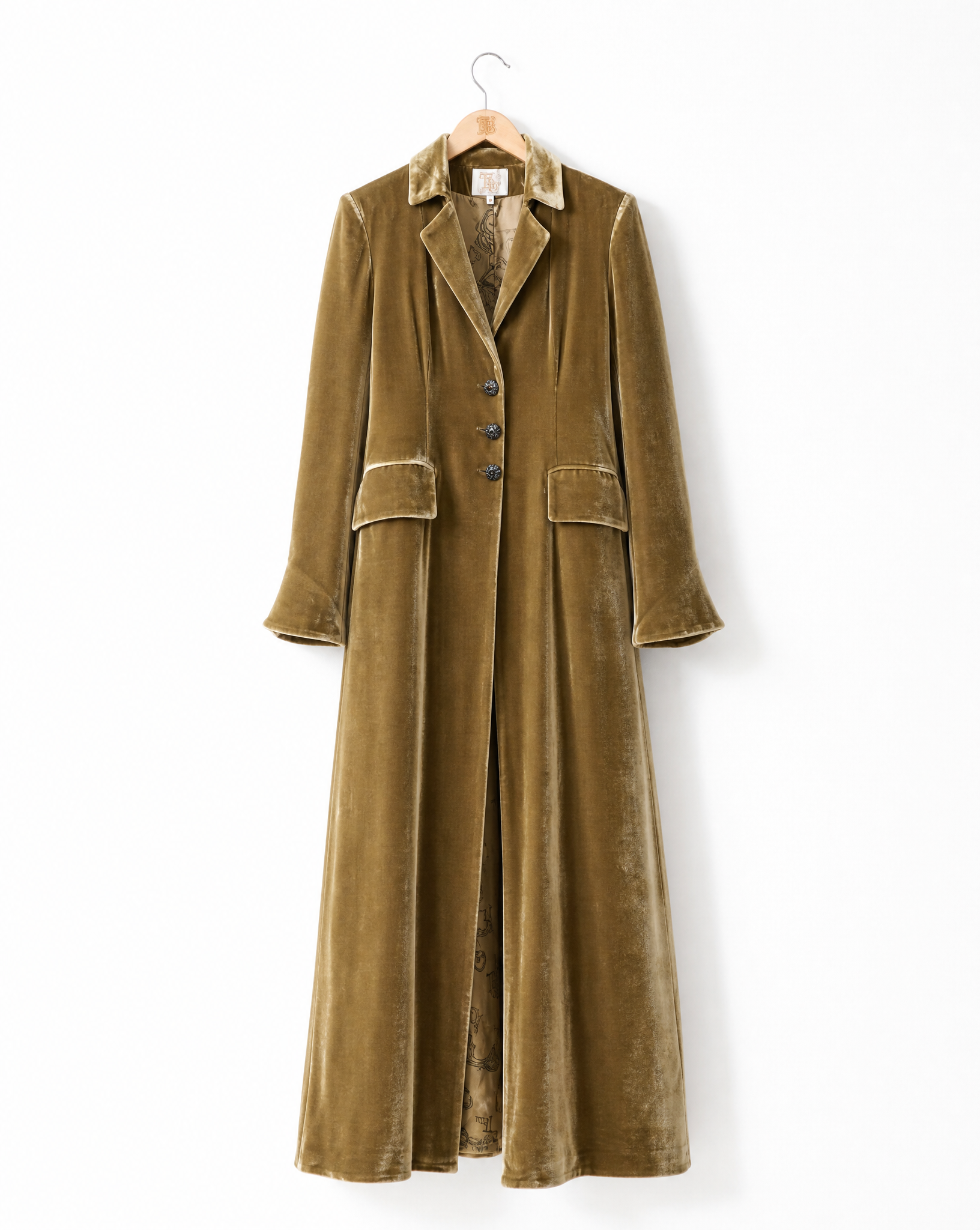 Silk Velvet Classic Coat - Champagne