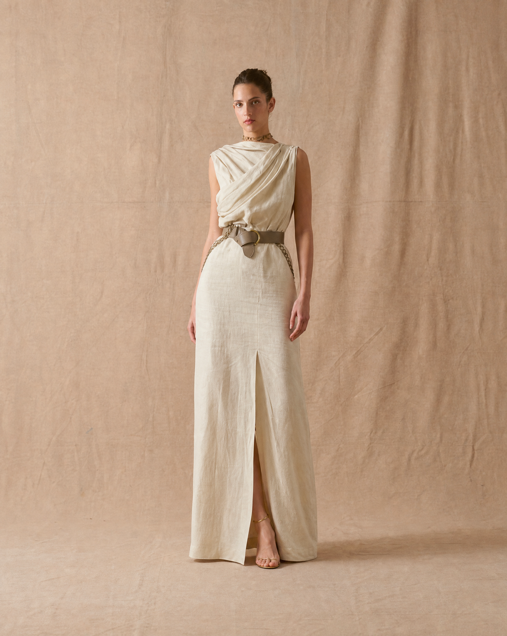 Linen Toscana Dress - Stone