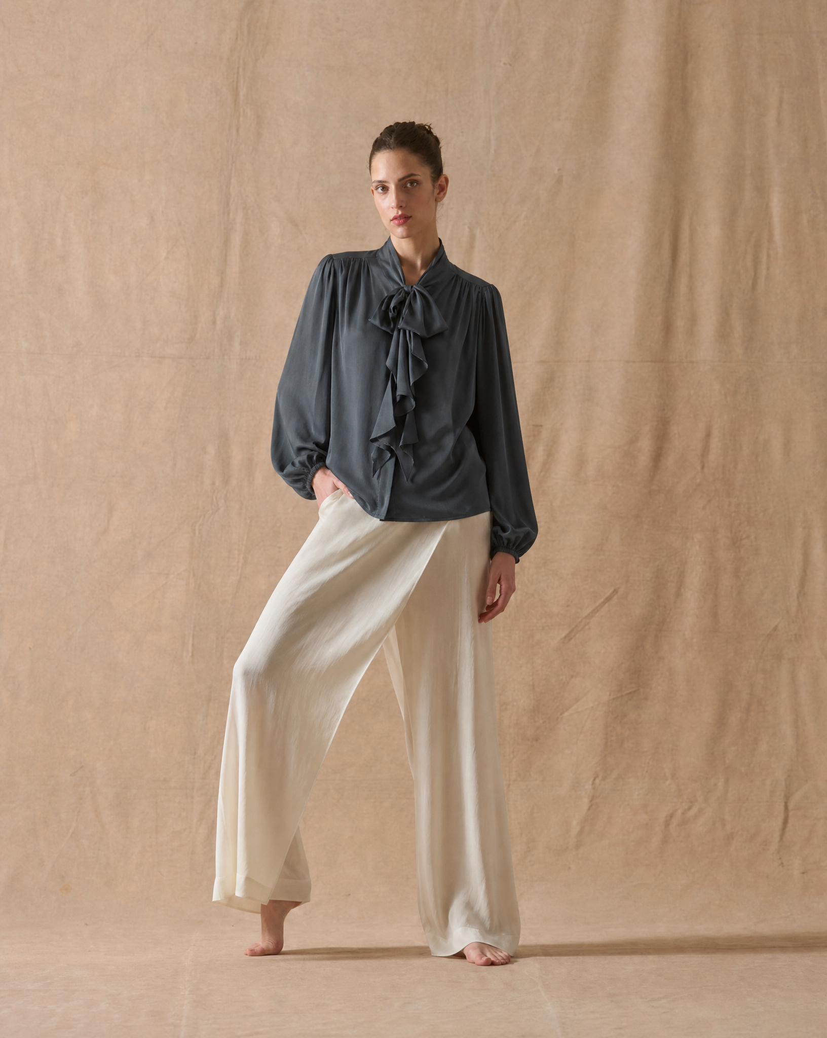 Fine Crepe Pienza Blouse - Teal
