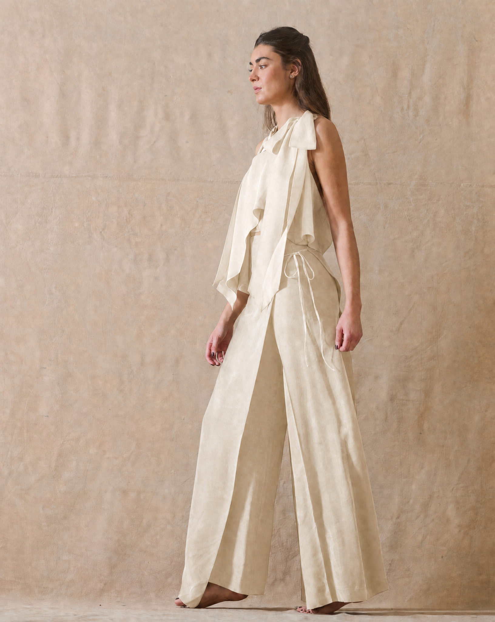 Pantalón Maxi Salma en Cupro - Vainilla