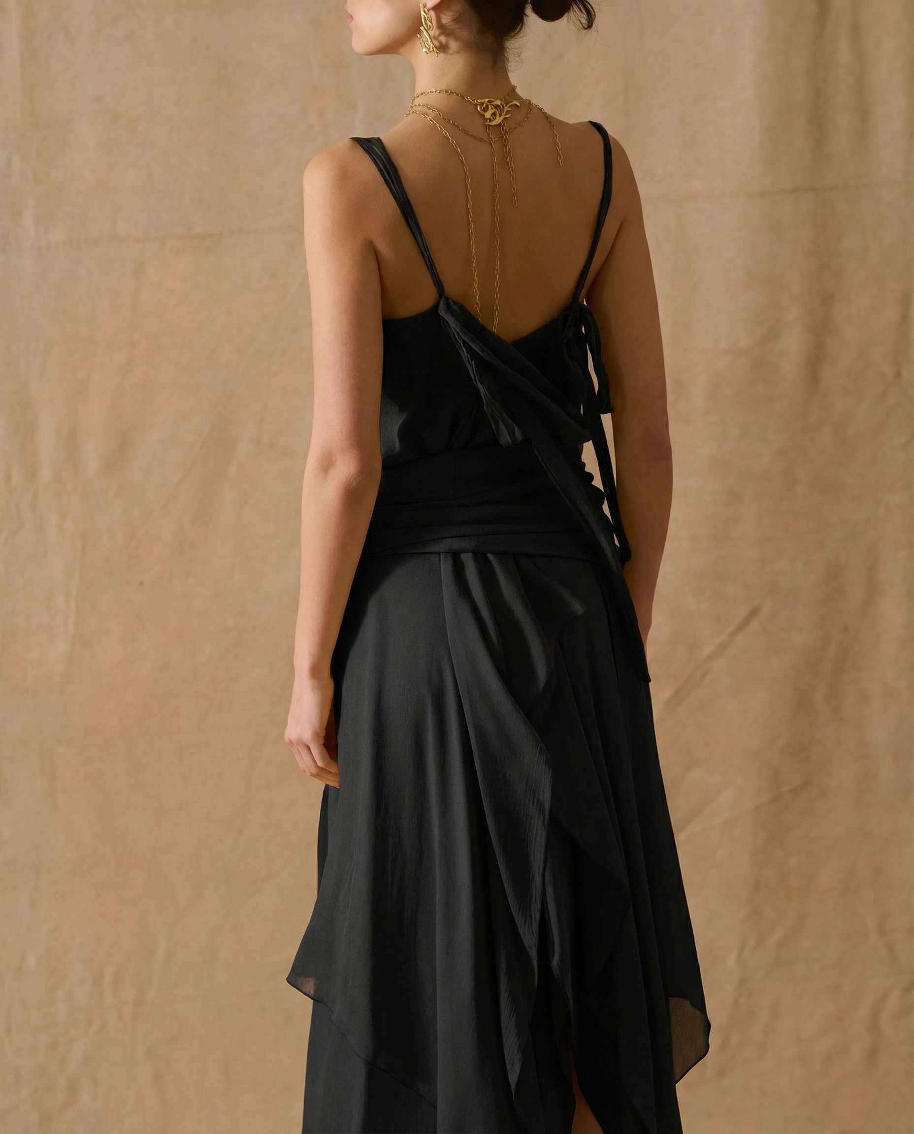 Vestido Lia de crepé fino - Negro