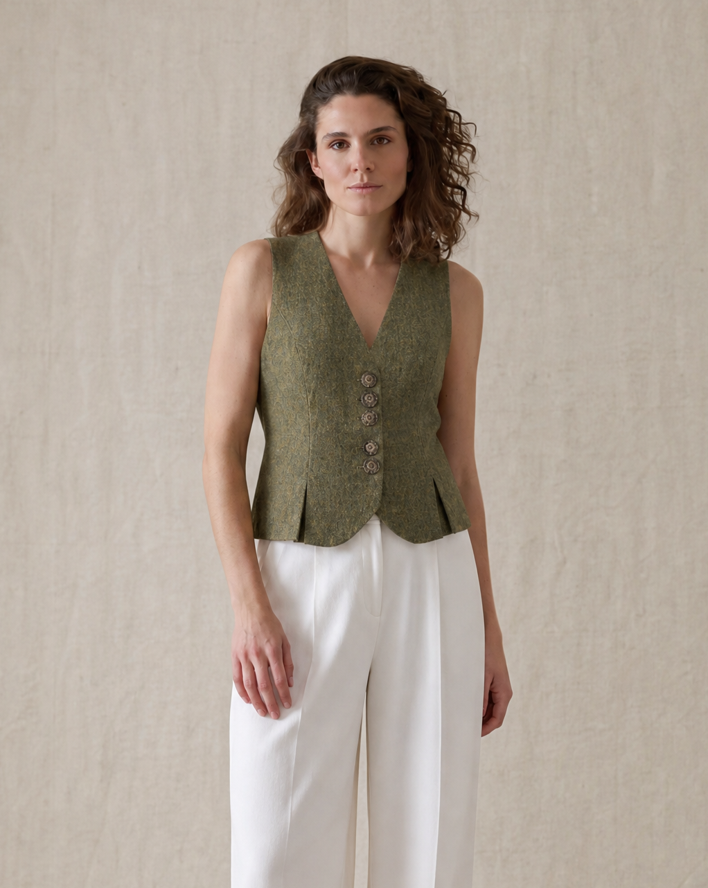 Linen Pleats Vest - Sandford