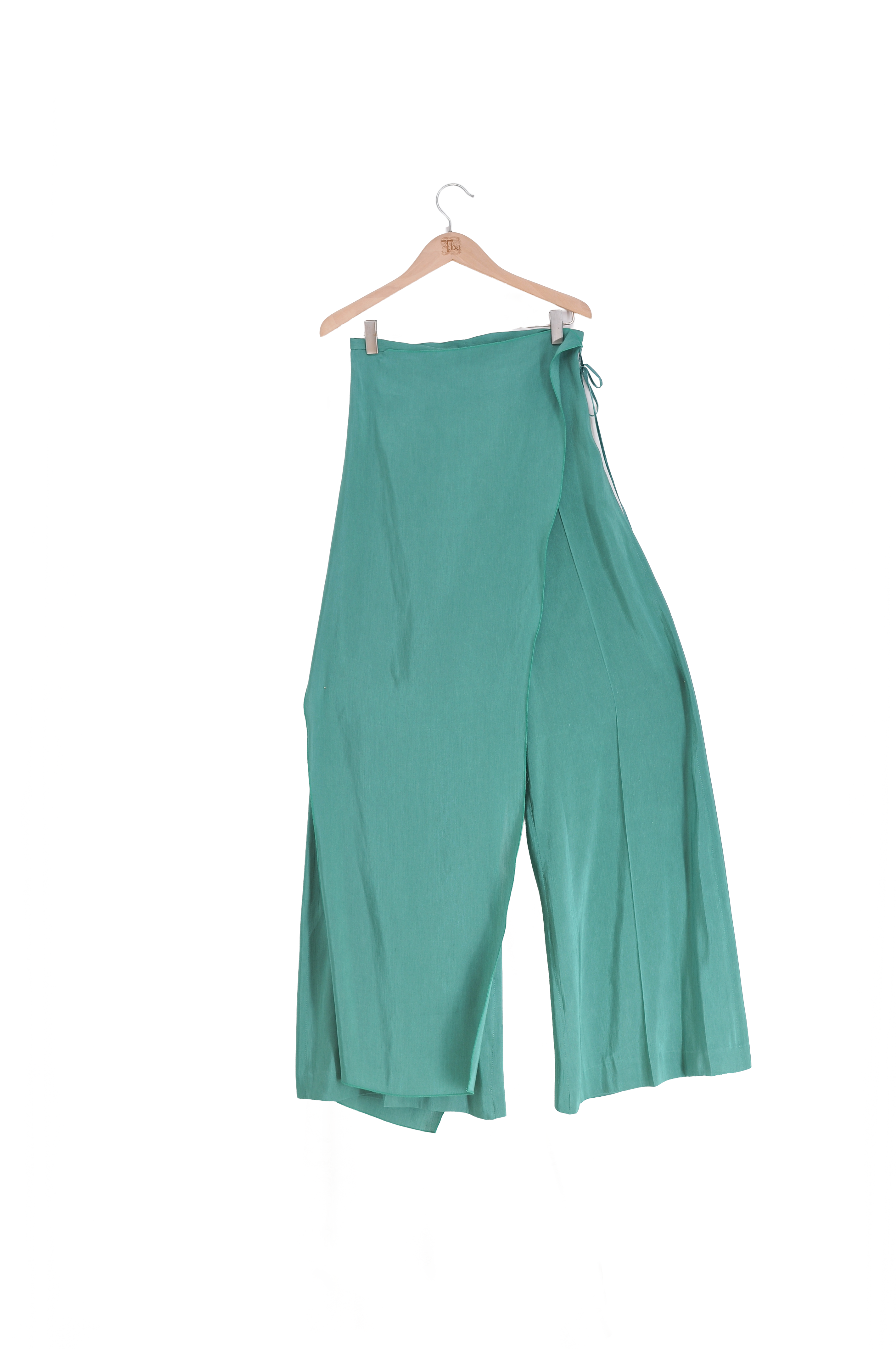 Pantalón Maxi Salma en Seda Rústica - Aqua