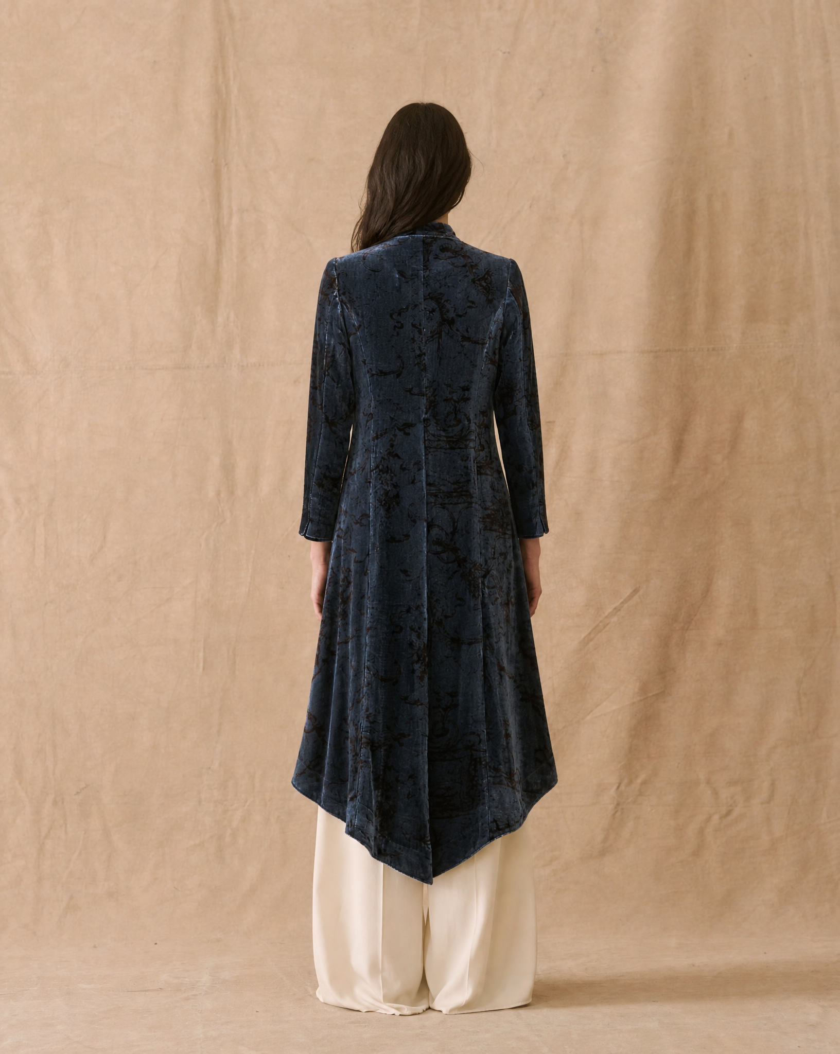 Silk Velvet Ginebra Coat - Print Blue