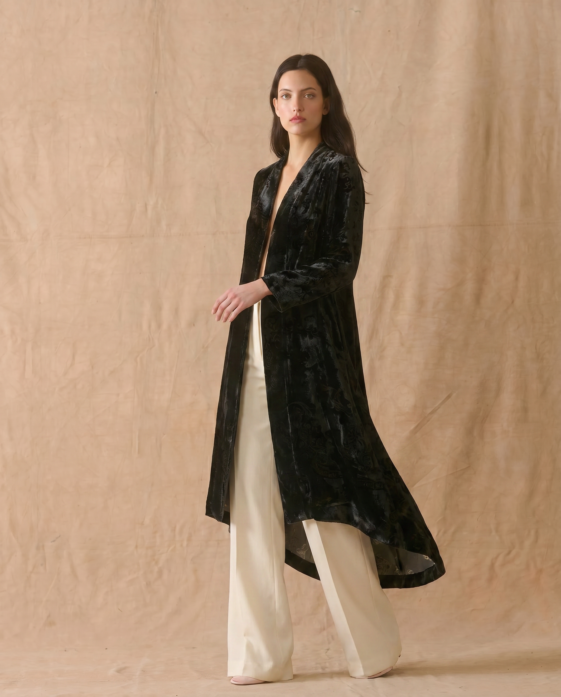 Silk Velvet Ginebra Coat - Rock