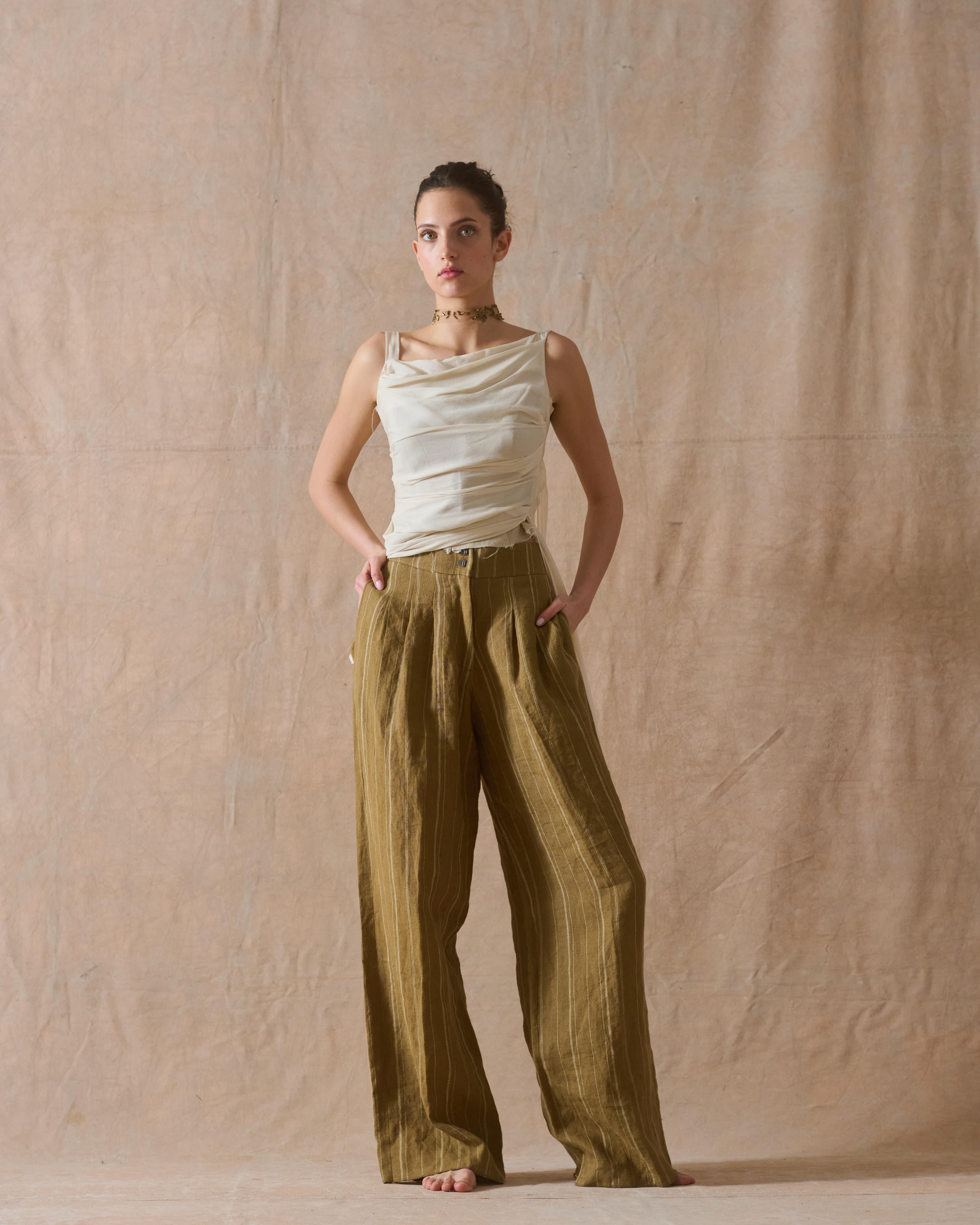 Fine Crepe Alina Top - Natural