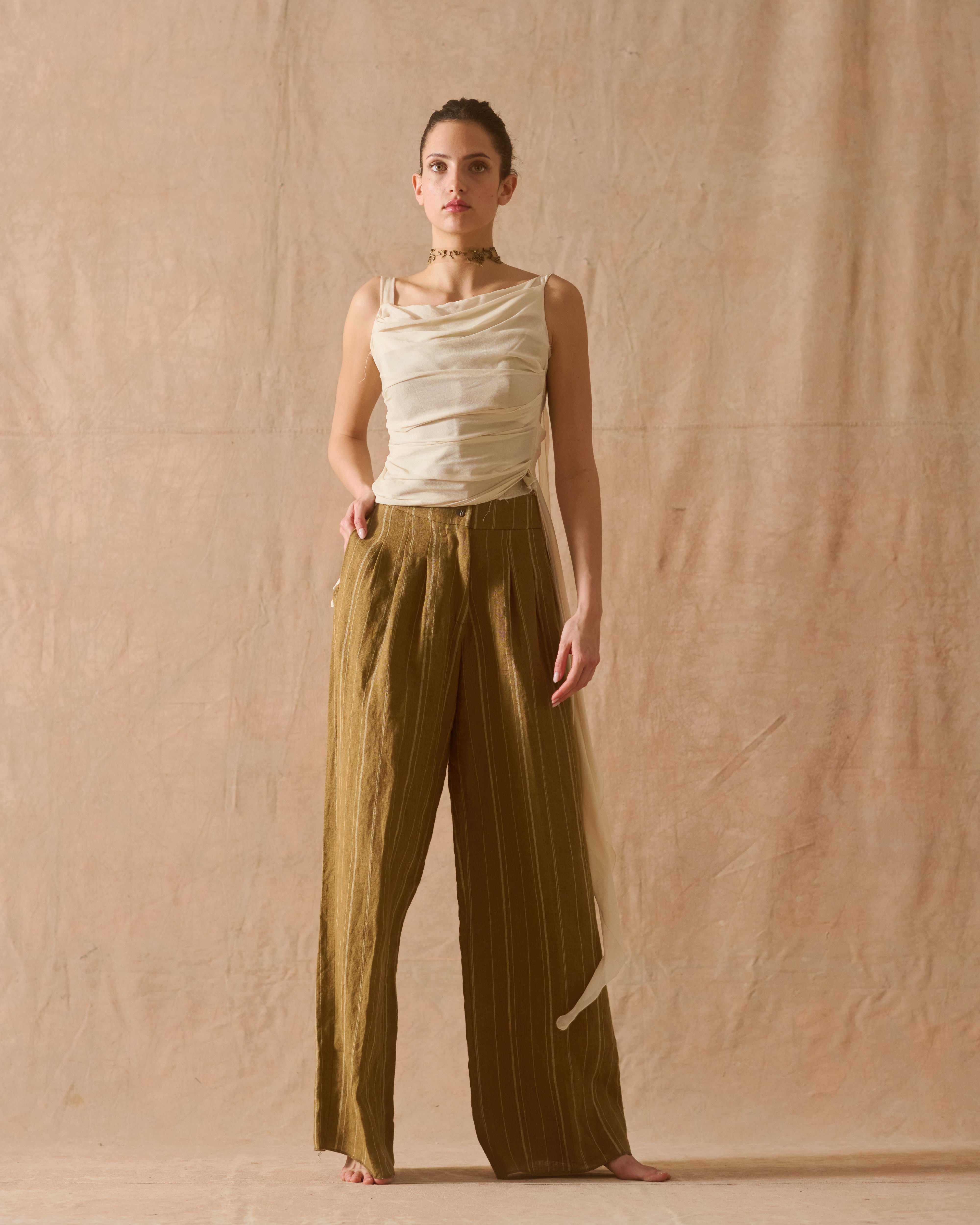 Fine Crepe Alina Top - Natural