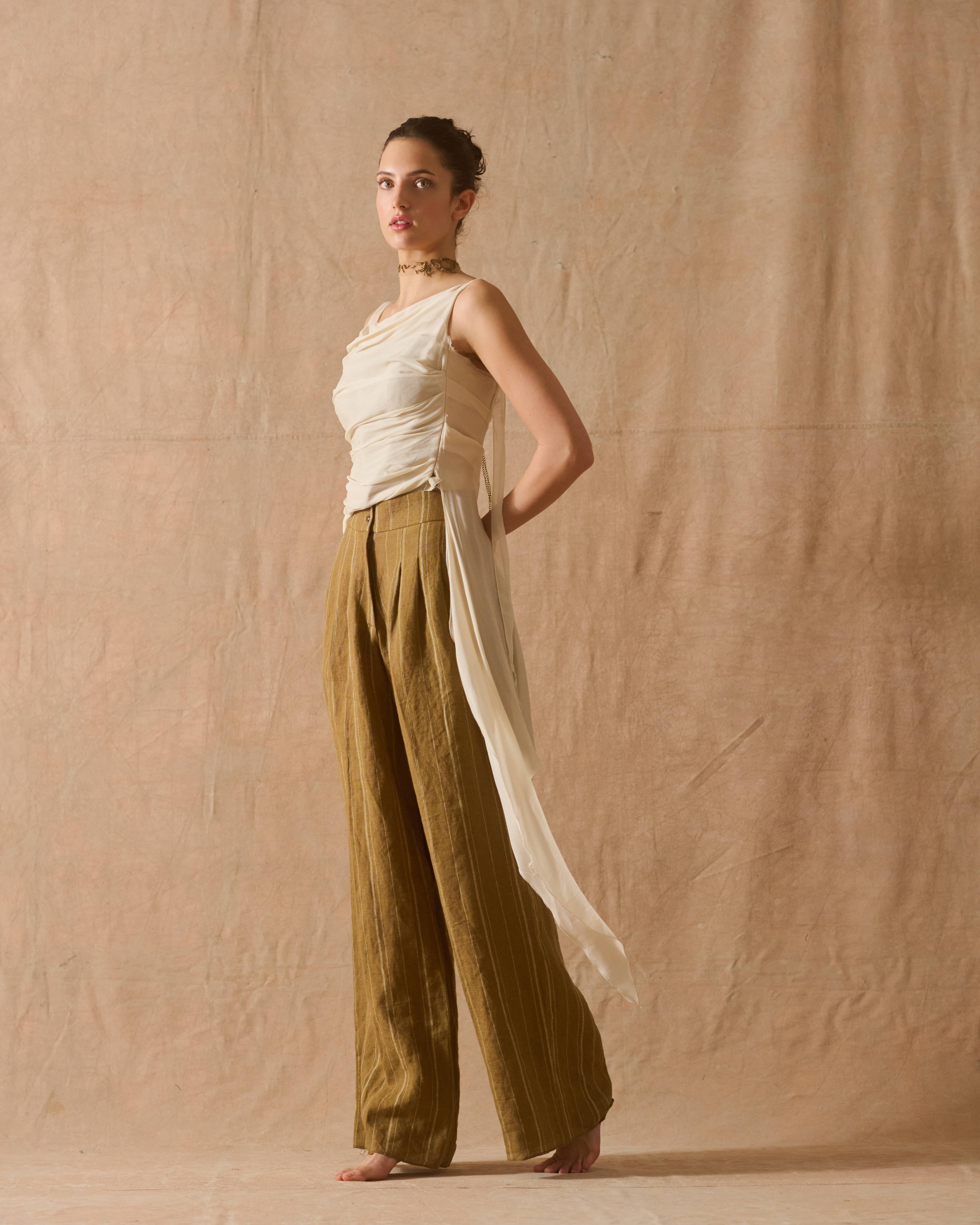 Fine Crepe Alina Top - Natural