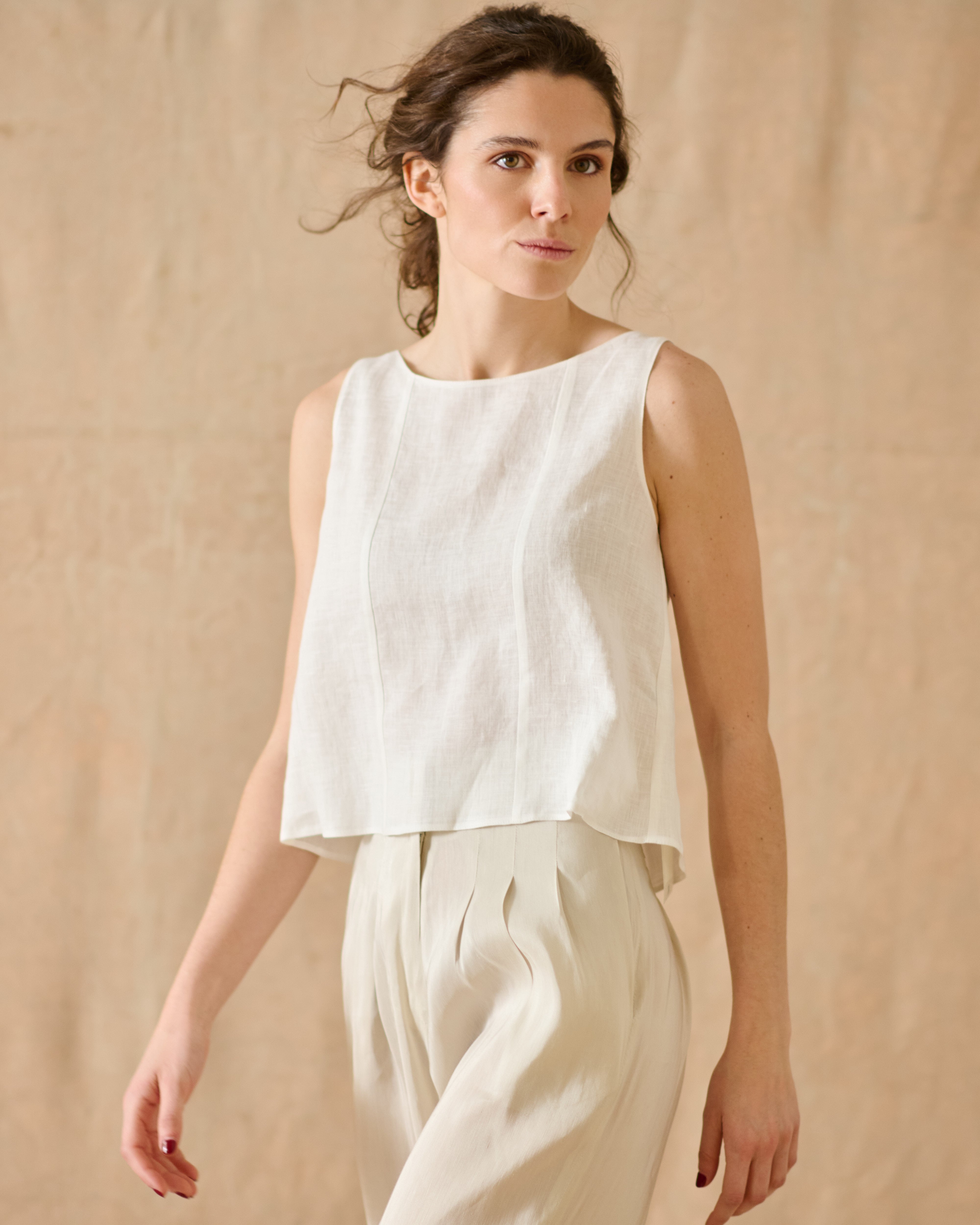 Top Eloise en Lino - Blanco Roto