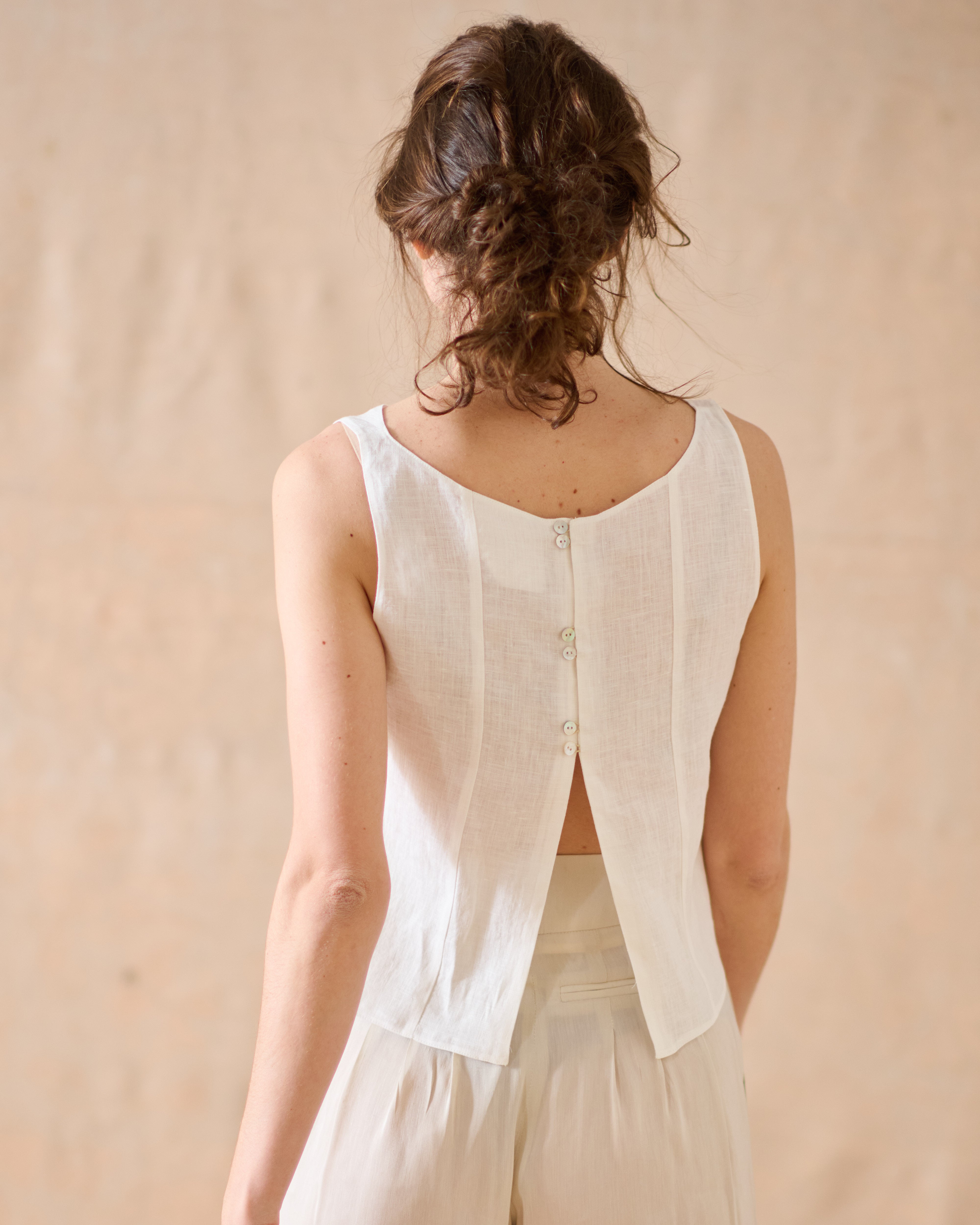 Top Eloise en Lino - Blanco Roto