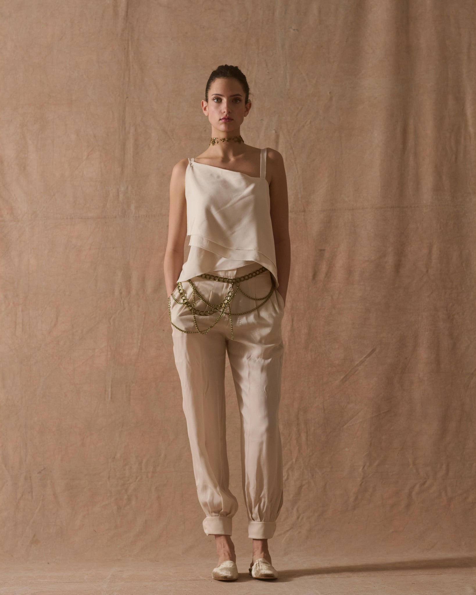 Fine Crepe Lia Top - Natural