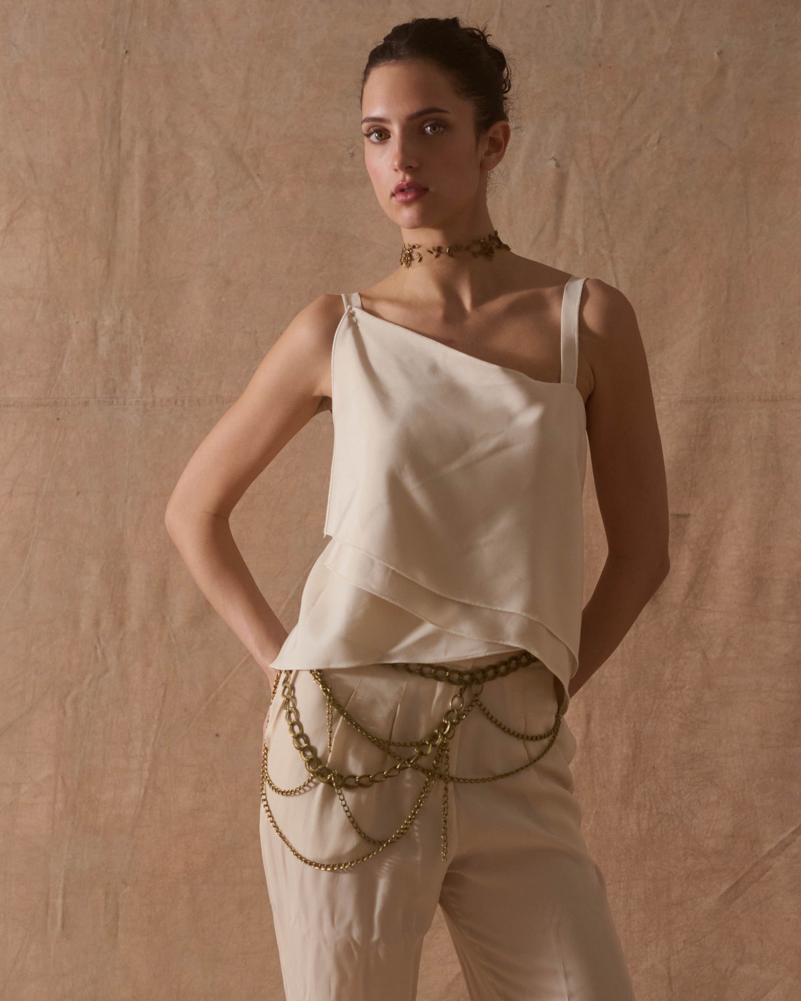 Fine Crepe Lia Top - Natural