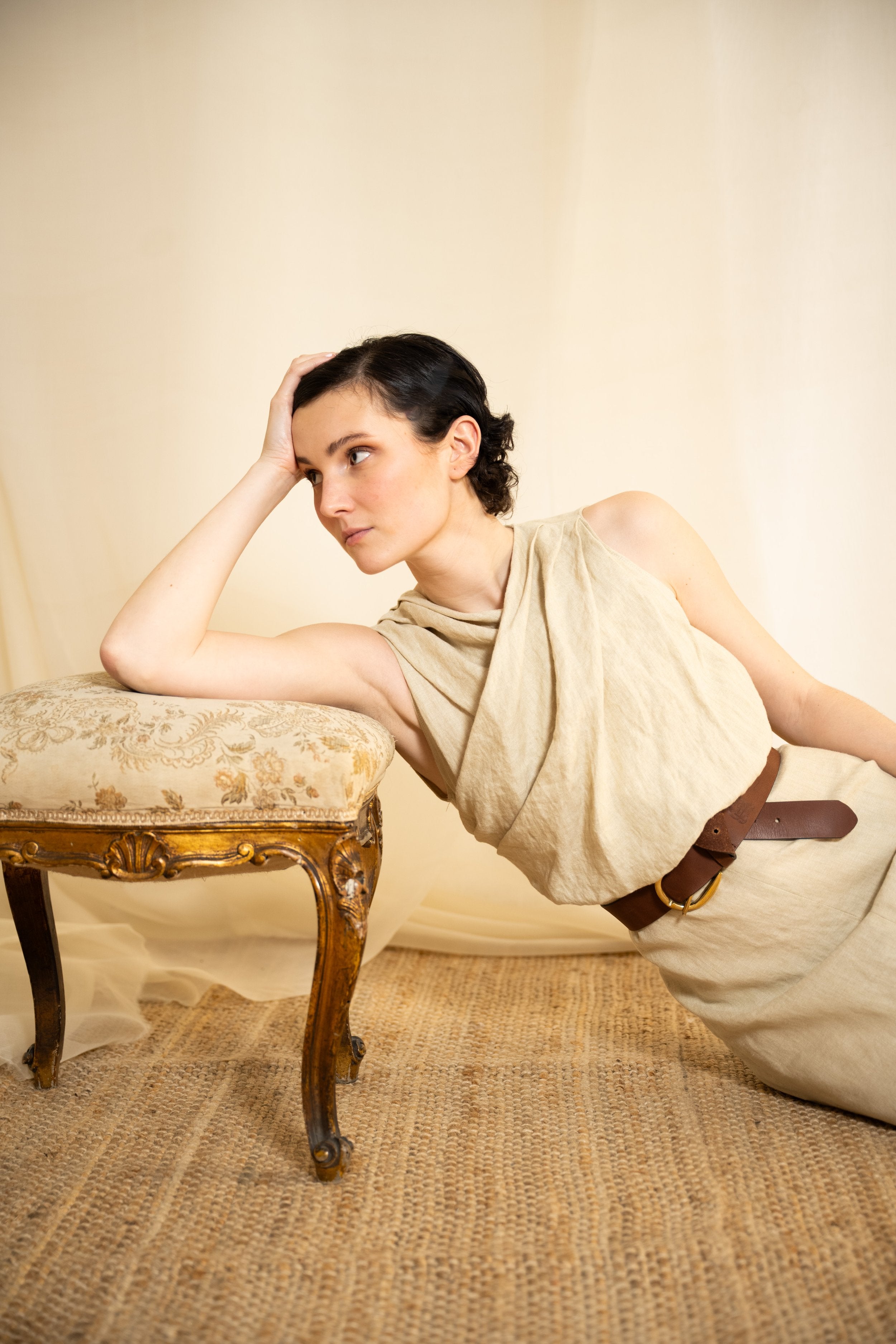 toscana linen dress T.ba Toscana Linen Dress In Stone